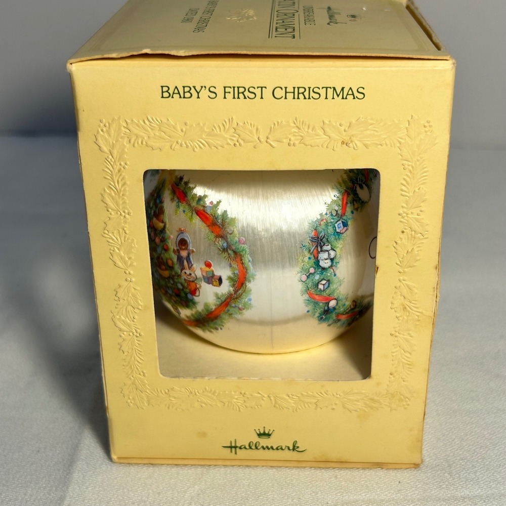 Hallmark Satin Ornament Baby's First Christmas 1980 Tree Trimmer Collection - Picture 2 of 6